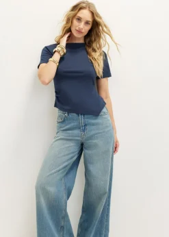 Asymmetrisch t-shirt boothals
