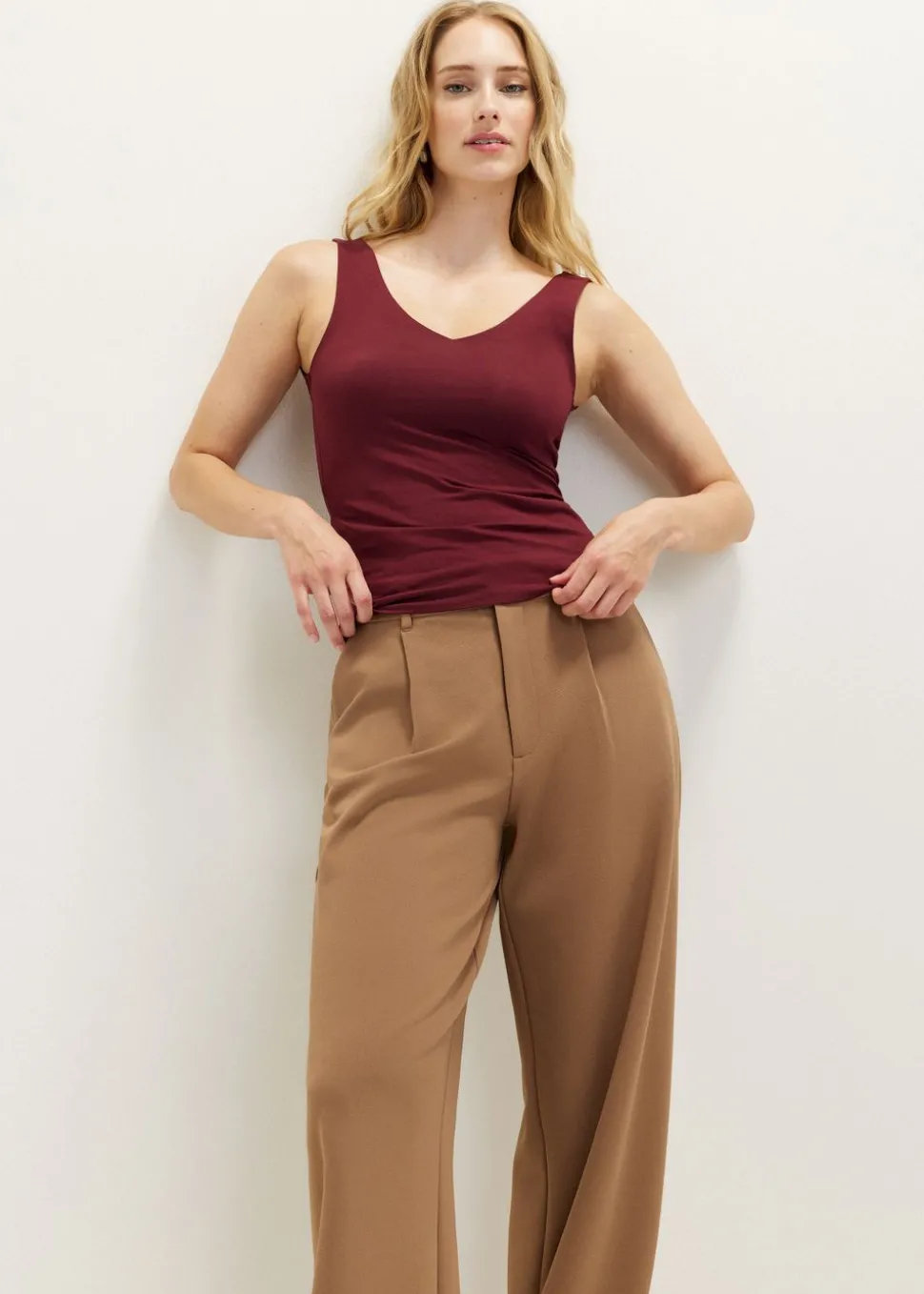 Basic singlet met v-hals