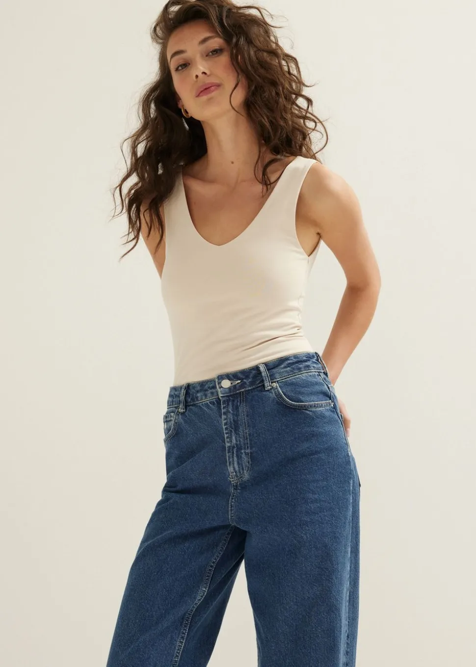 Basic singlet met v-hals