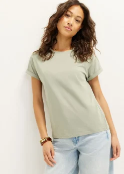 Basic T-shirt met opgerolde mouw