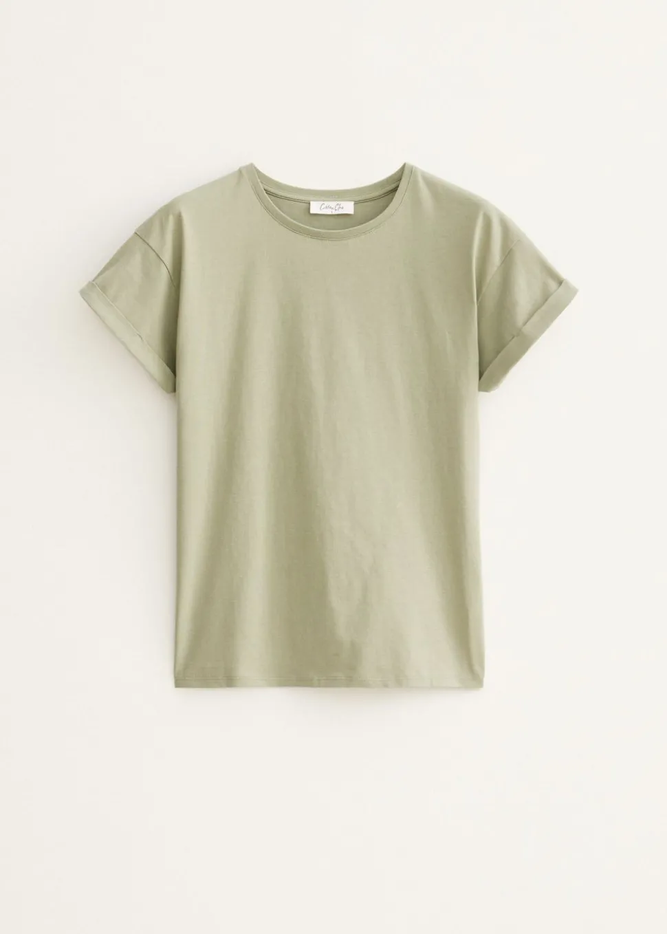 Basic T-shirt met opgerolde mouw