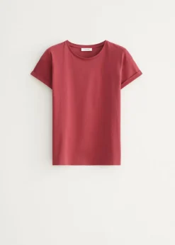 Basic T-shirt met opgerolde mouw