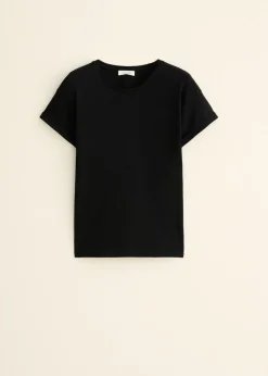 Basic T-shirt met opgerolde mouw