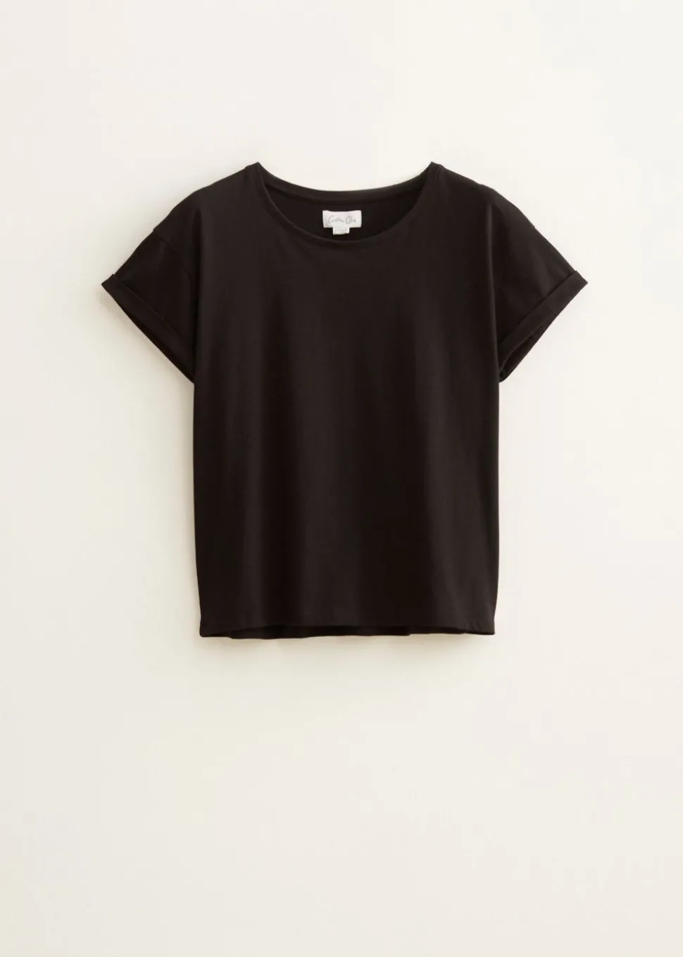 Basic T-shirt met opgerolde mouw