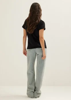 Basic T-shirt met opgerolde mouw