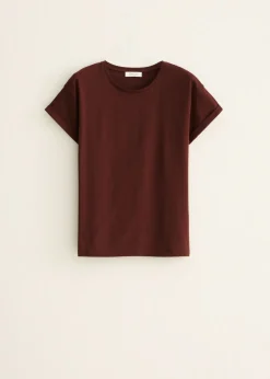 Basic T-shirt met opgerolde mouw