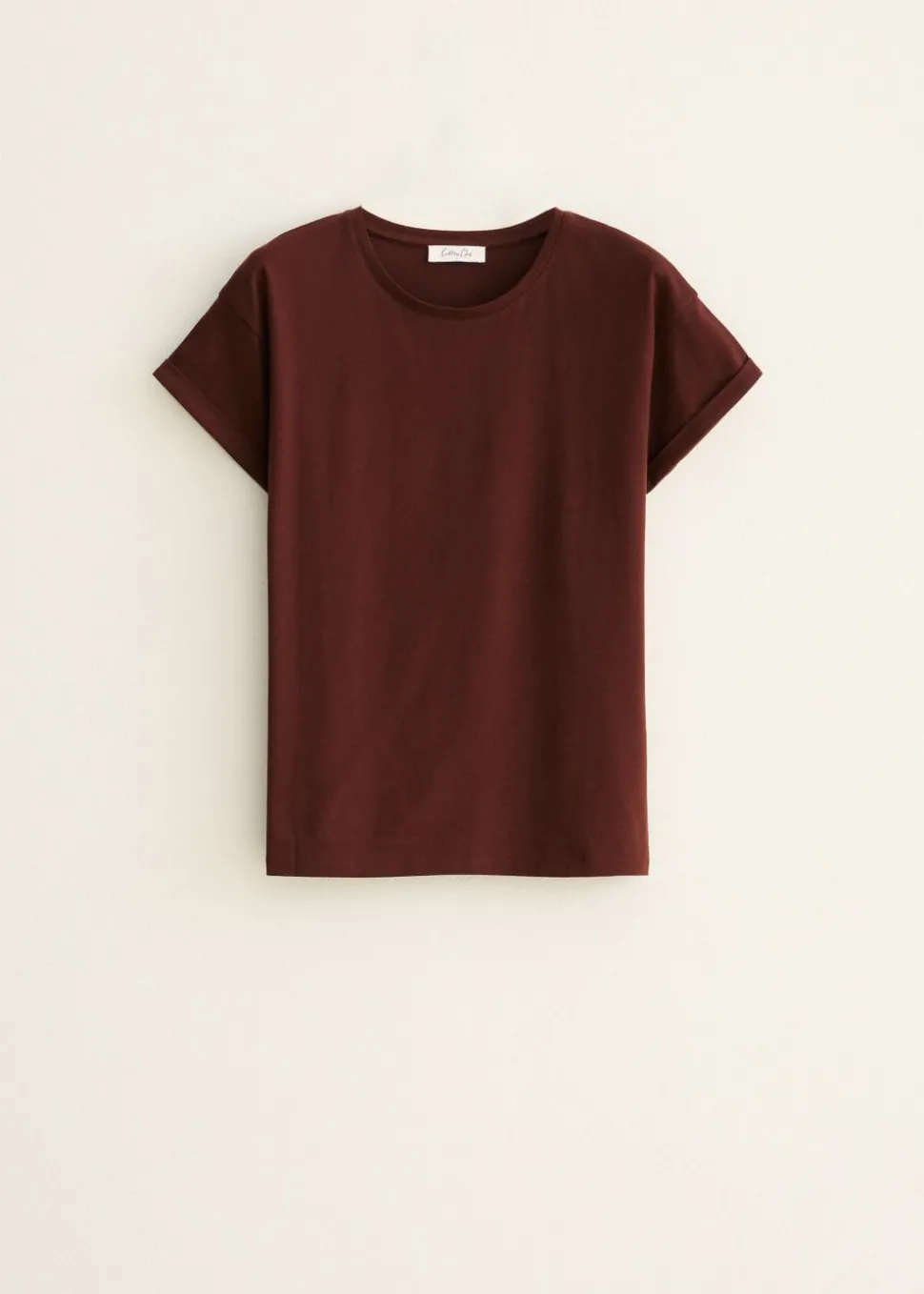 Basic T-shirt met opgerolde mouw