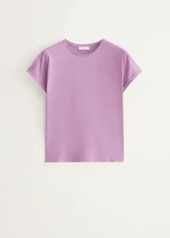 Basic T-shirt met opgerolde mouw