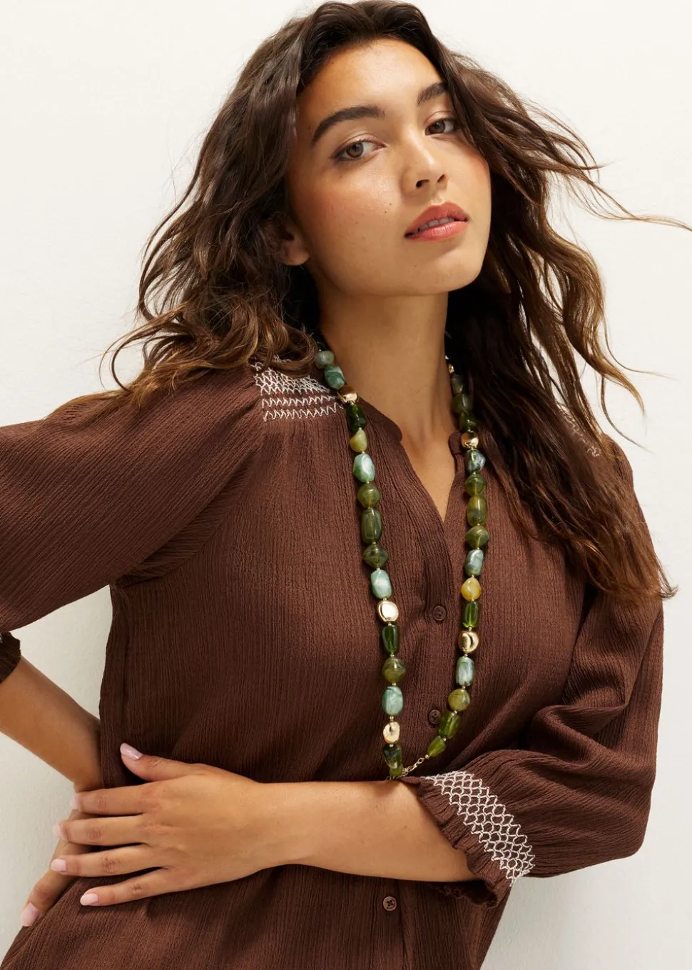 Blouse met geborduurde structuur
