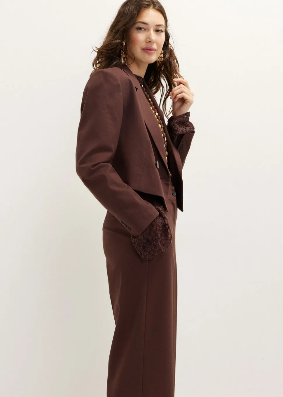 Cropped blazer met pinstripe