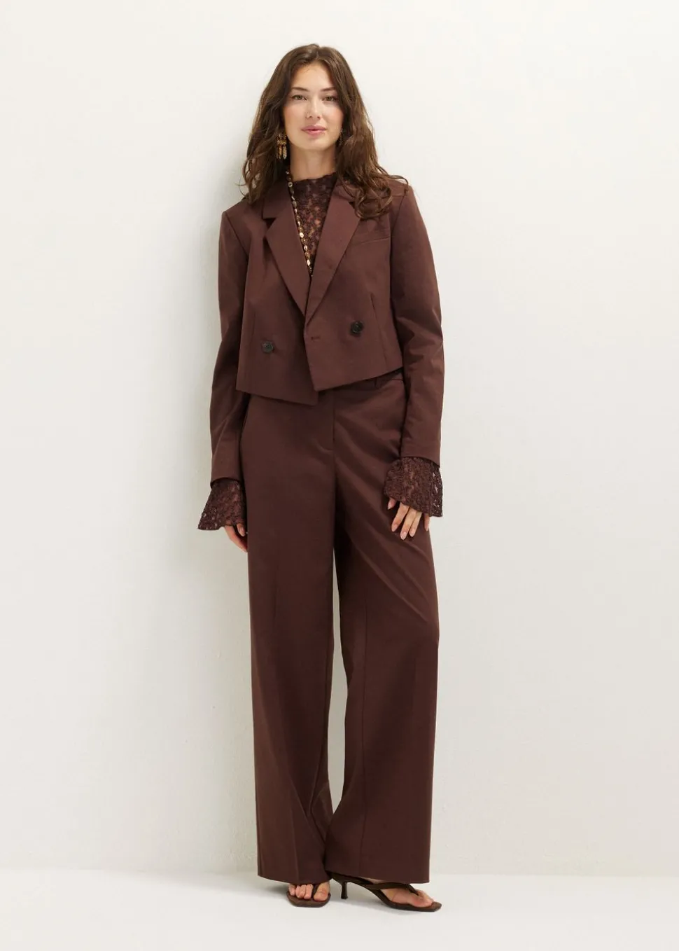 Cropped blazer met pinstripe