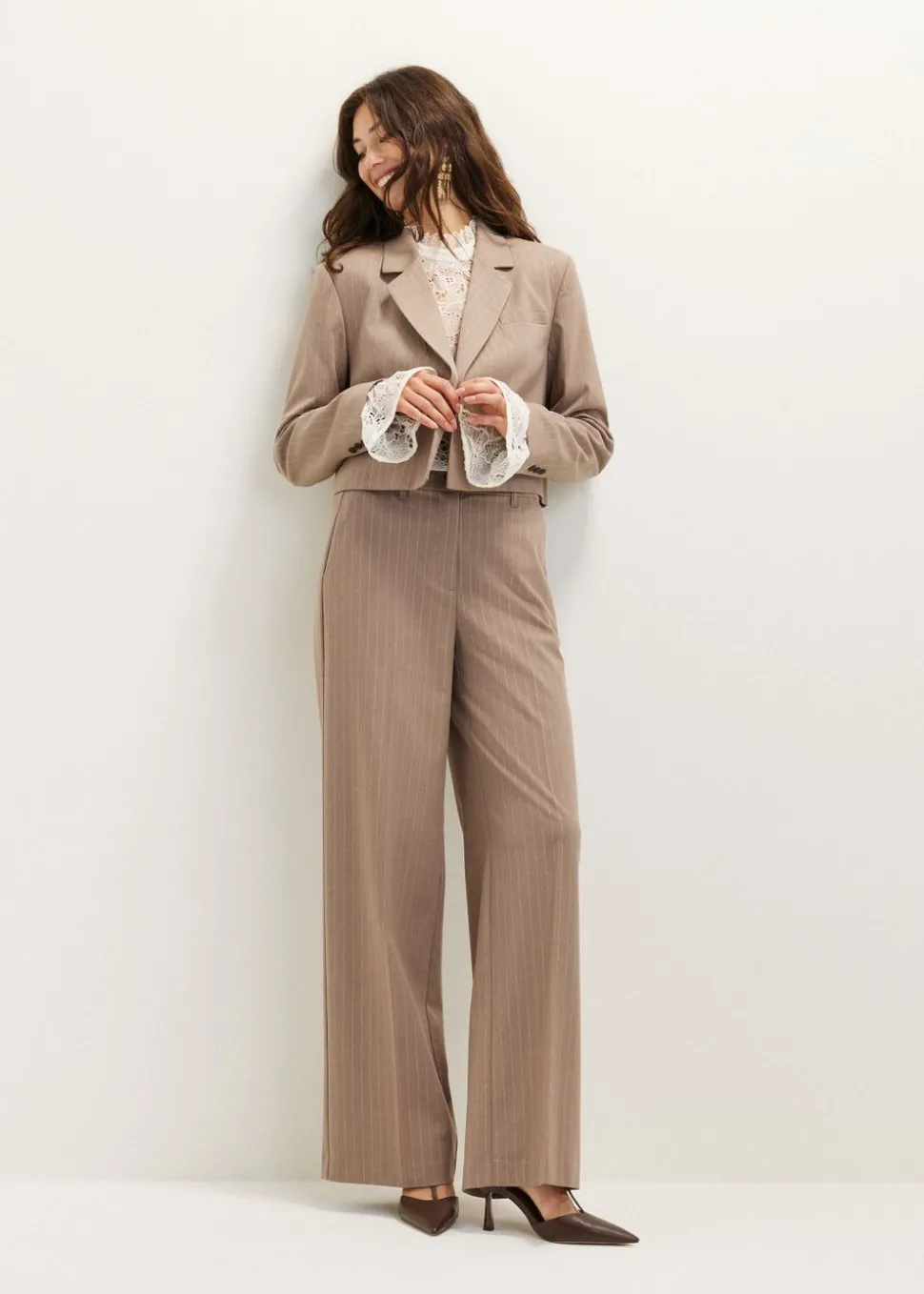 Cropped blazer met pinstripe