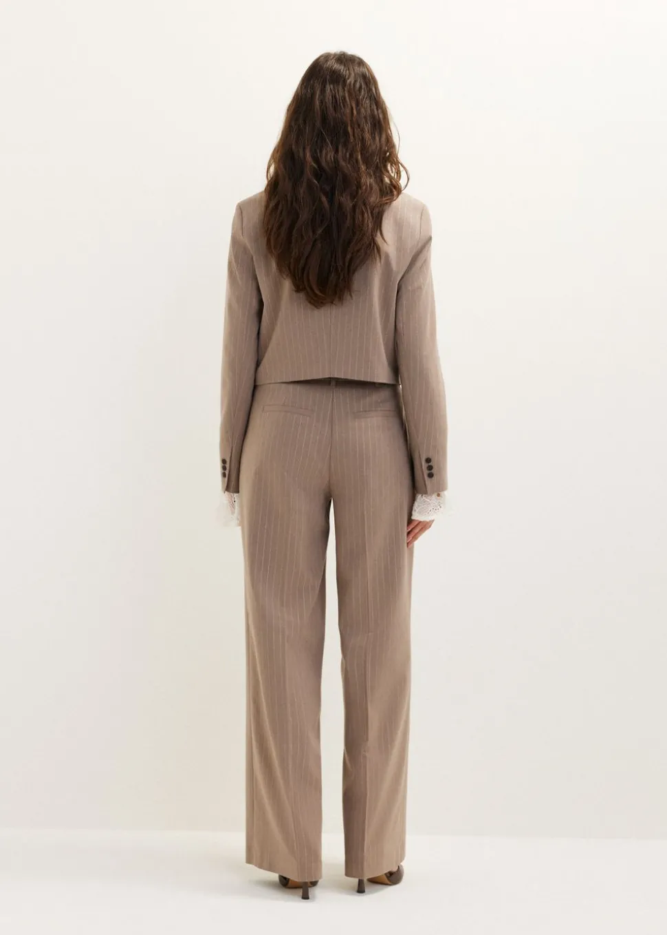 Cropped blazer met pinstripe