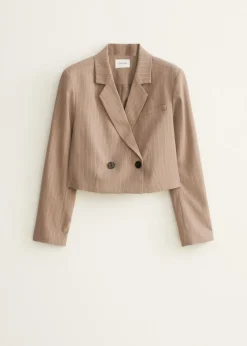 Cropped blazer met pinstripe
