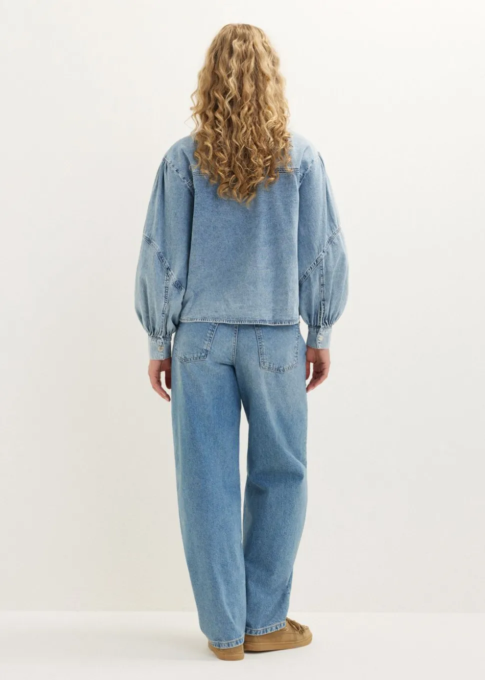 Denim blouse met strik