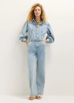 Denim jumpsuit met riem
