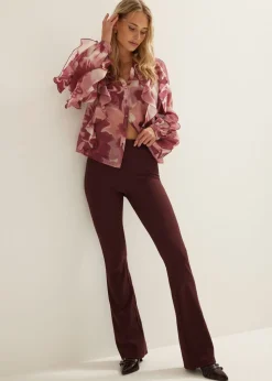 Flared broek met rib