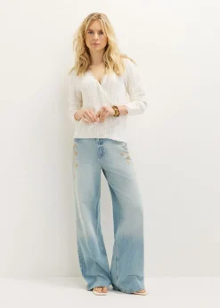 Geborduurde wide leg jeans