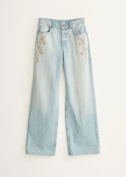 Geborduurde wide leg jeans