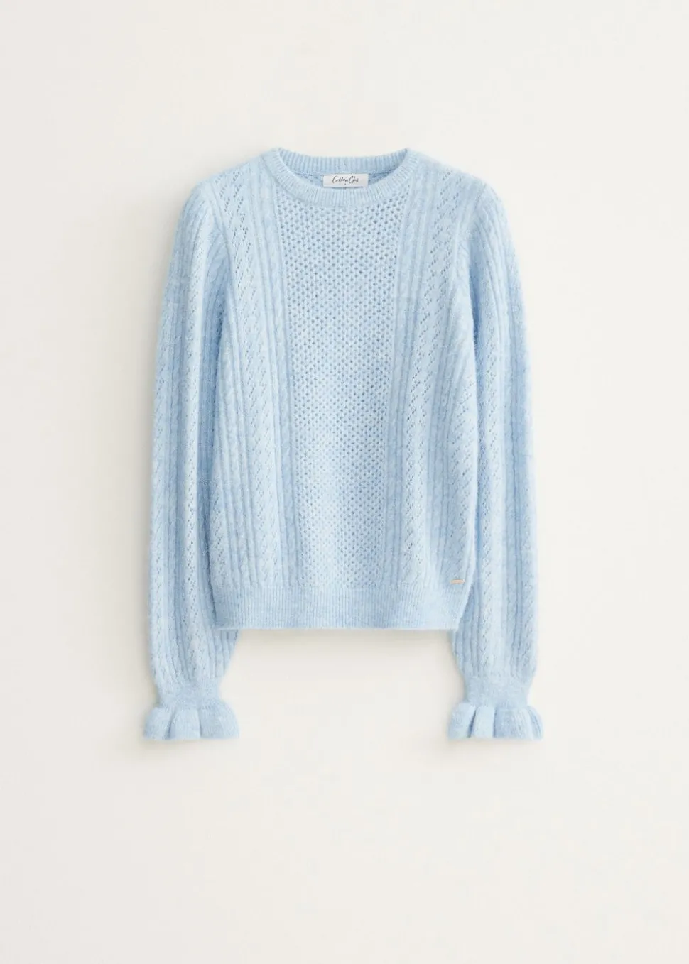 Gebreide trui met ruffles