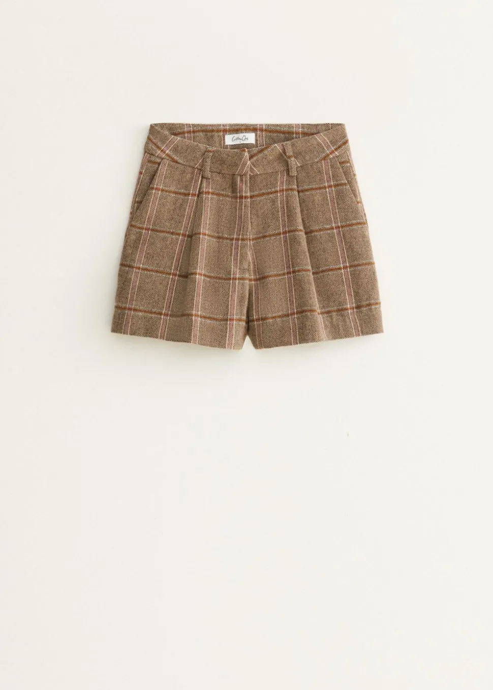 Geruite short met plooien