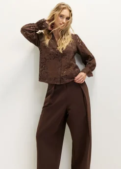 Kanten blouse met ruches