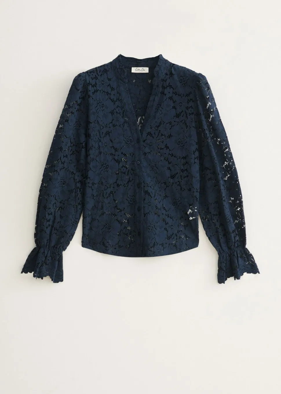 Kanten blouse met ruches