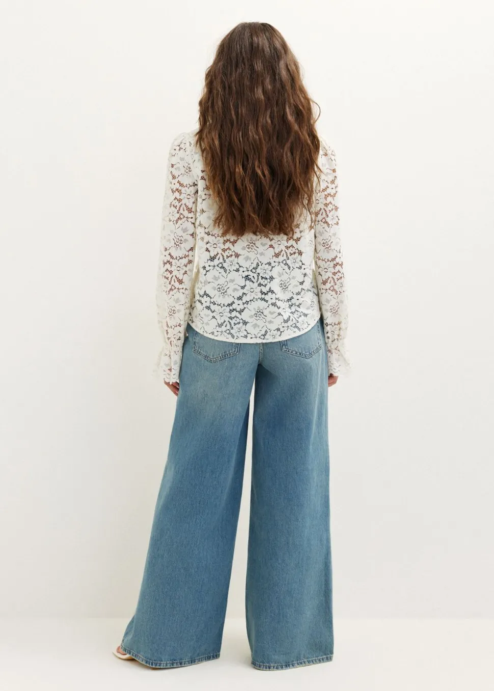 Kanten blouse met ruches