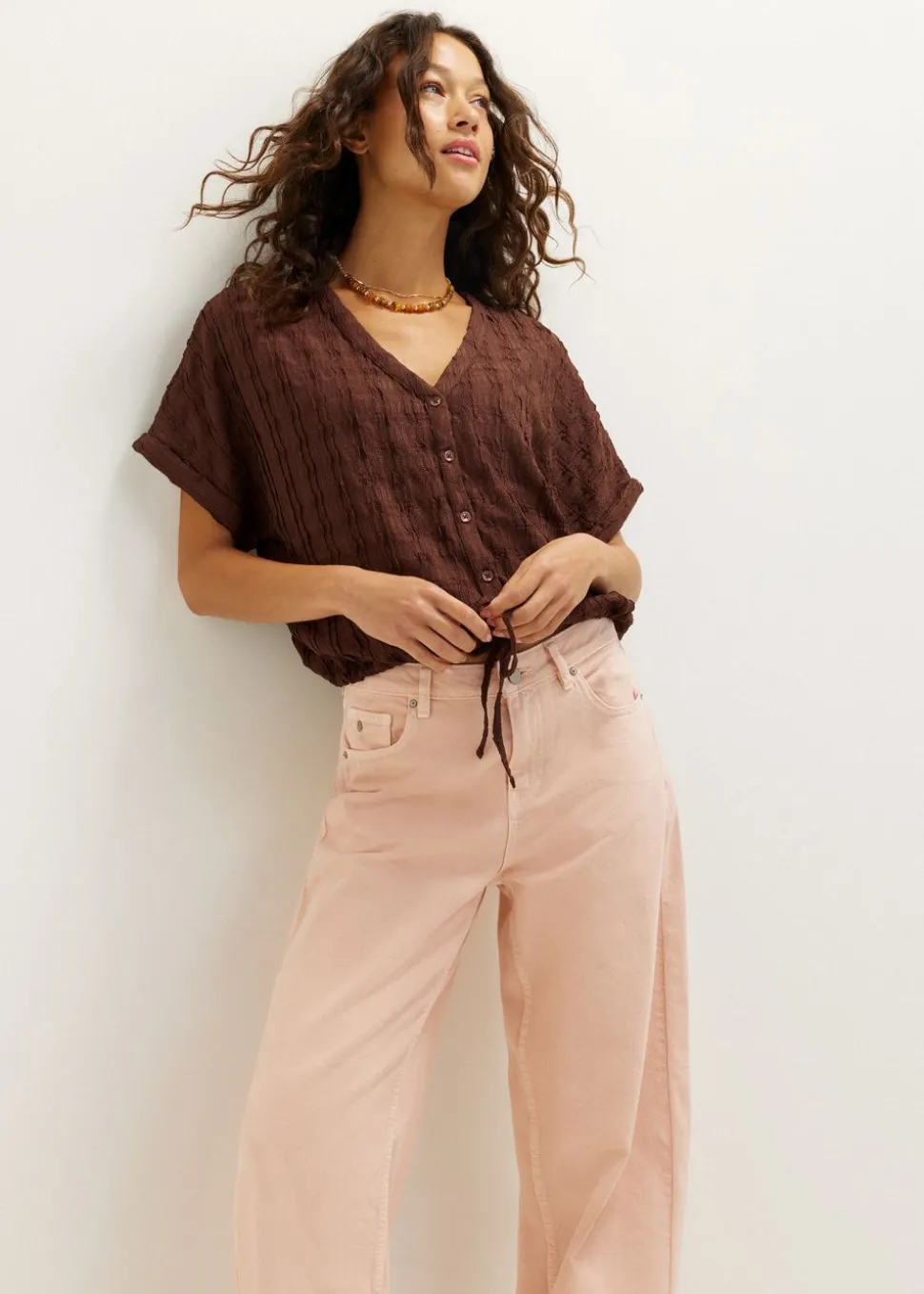 Korte blouse met koord