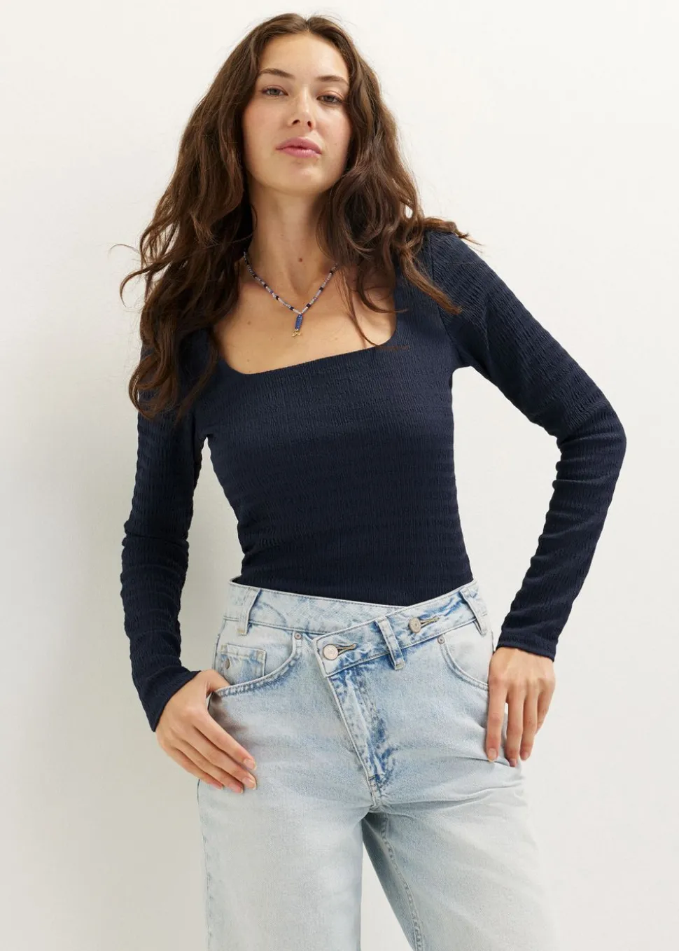 Longsleeve met vierkante hals