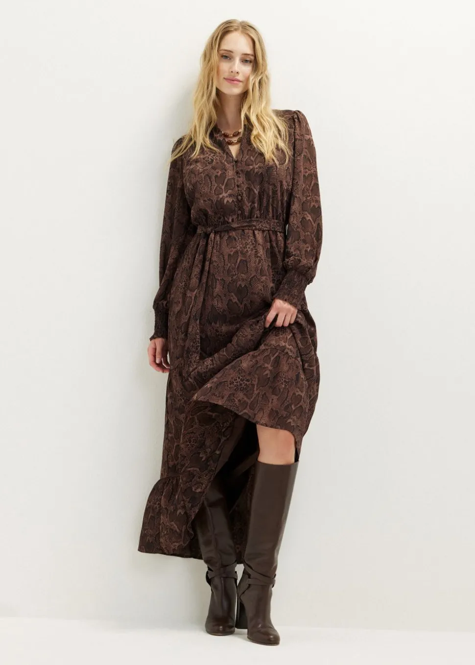 Maxi jurk met slangenprint