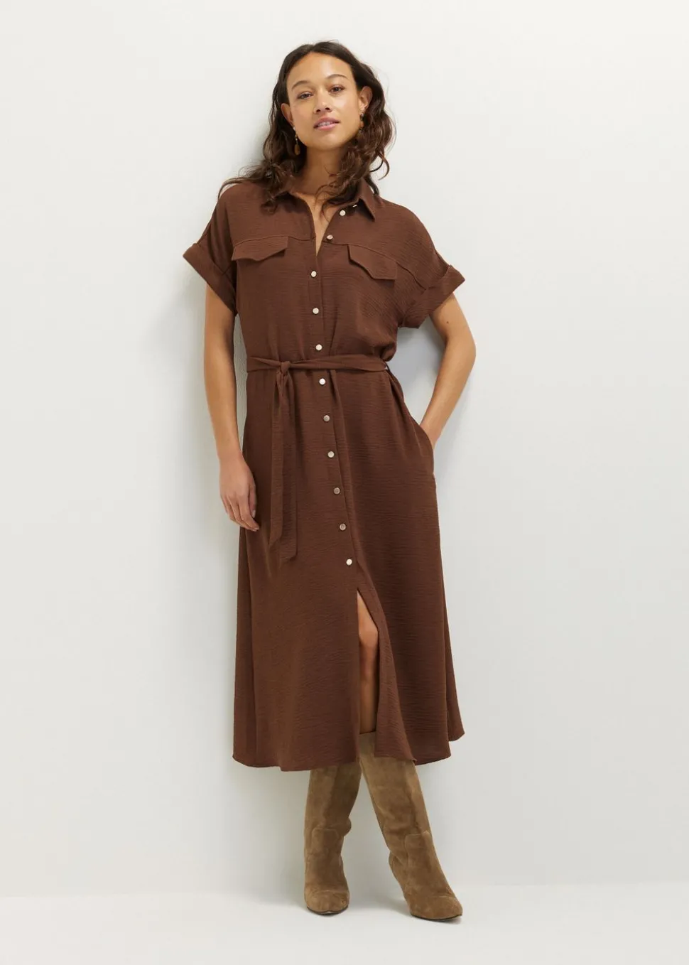 Midi jurk met structuur