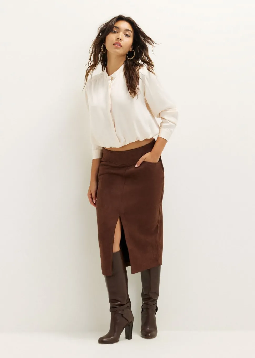 Satijnen blouse met koord