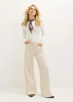 Wide leg jeans met structuur