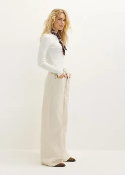 Wide leg jeans met structuur