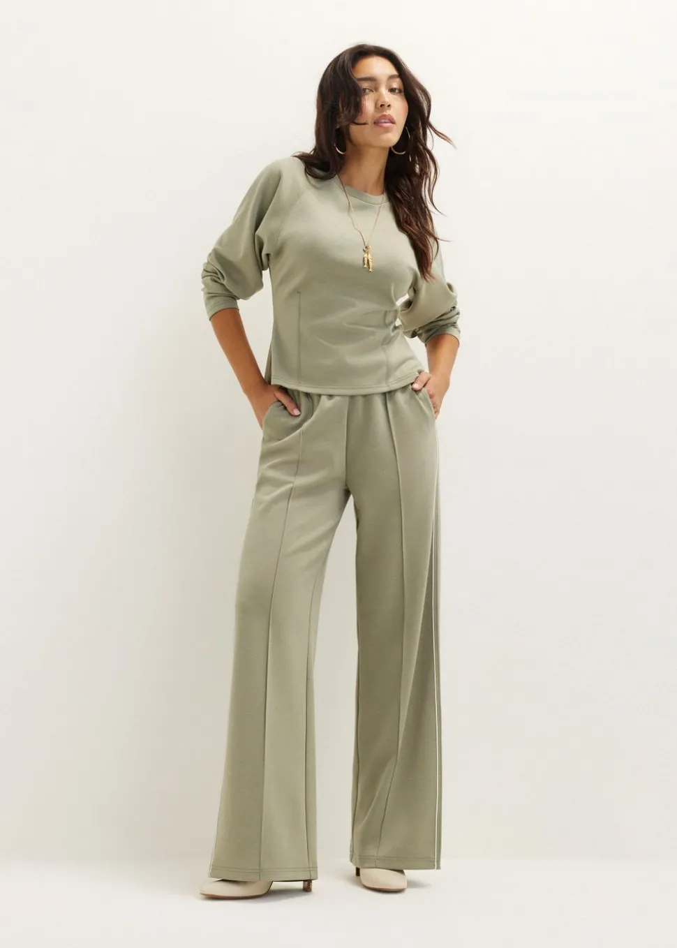 Wijde broek met bies