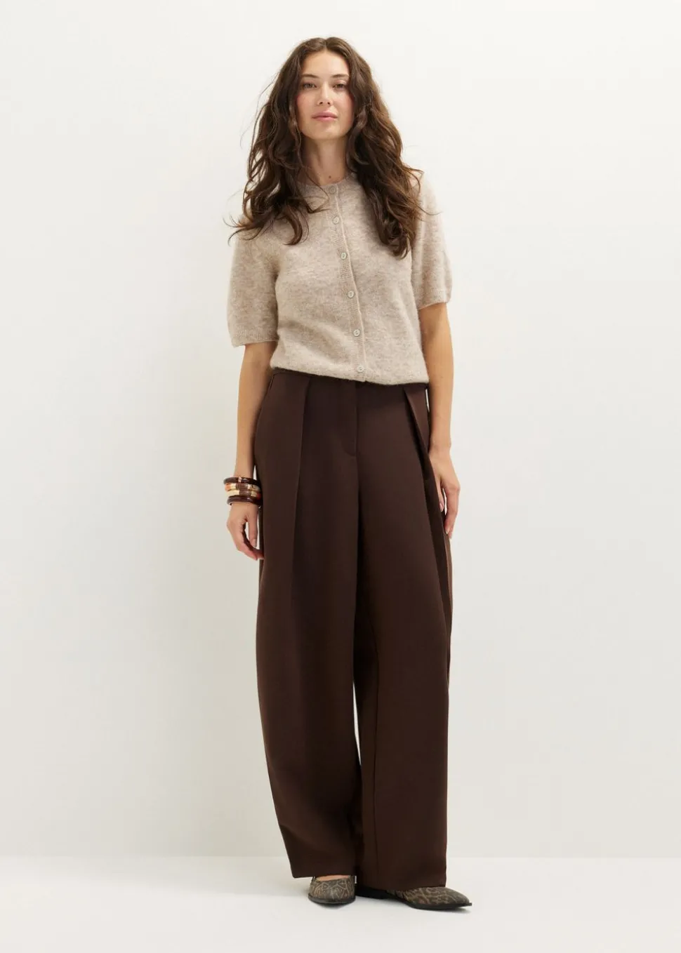 Wijde broek met plooien