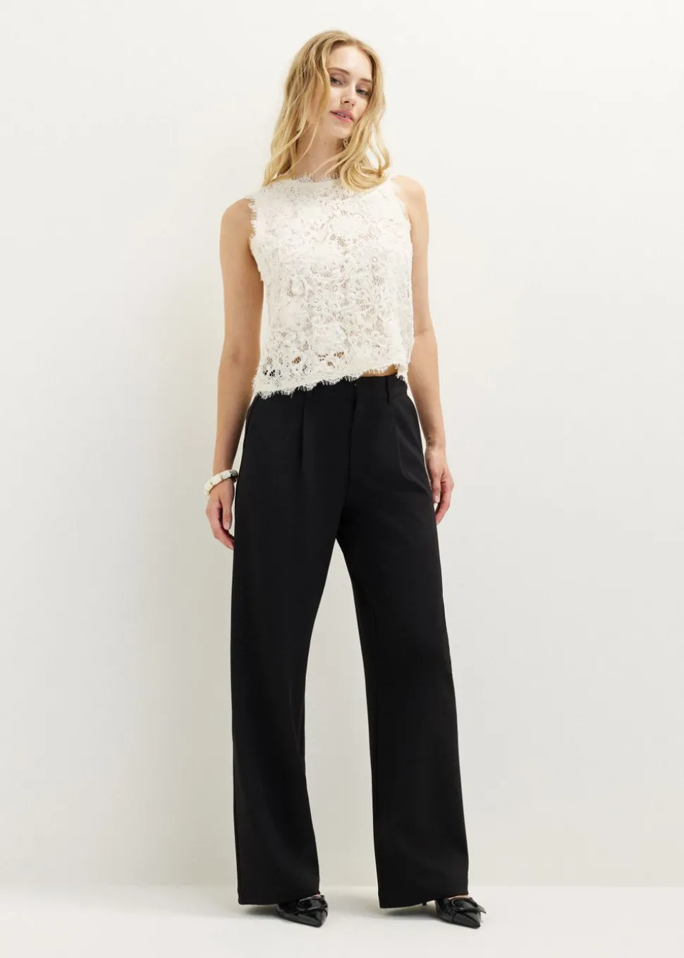 Wijde broek met plooien